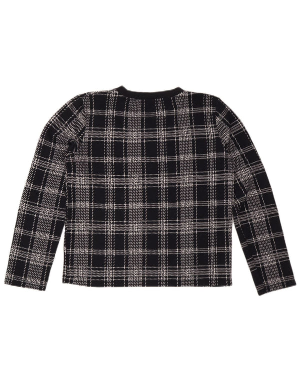 ZARA Damen Sweatshirt-Pullover UK 14 Medium Marineblau kariert