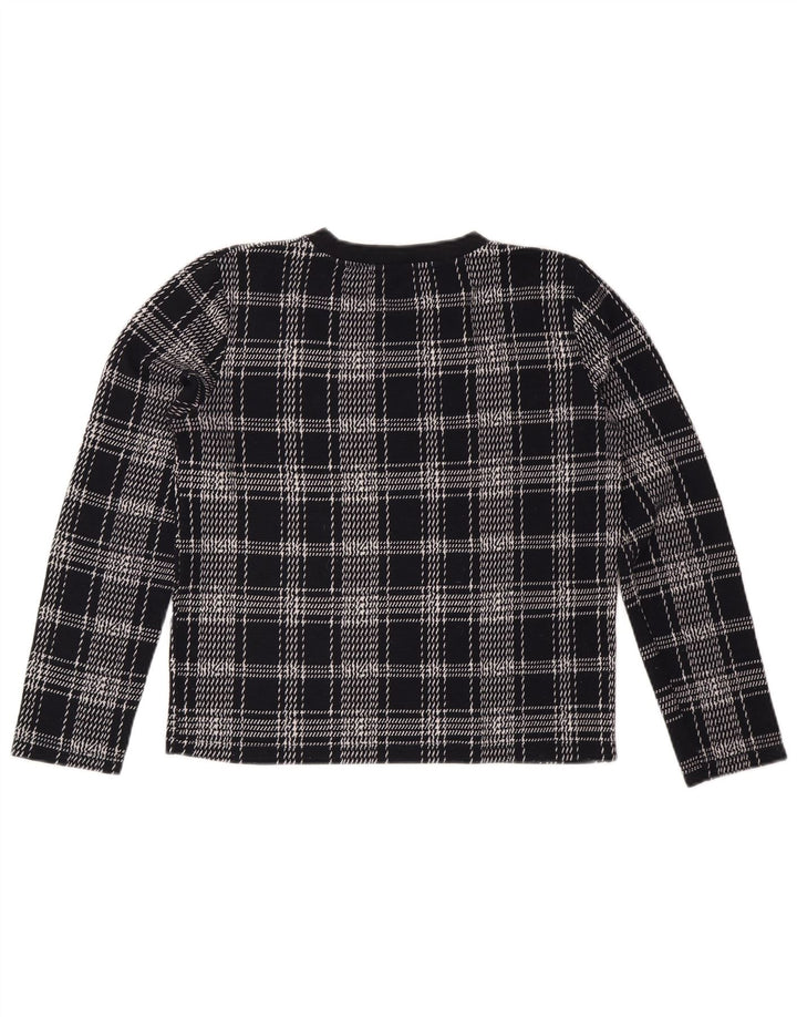 ZARA Damen Sweatshirt-Pullover UK 14 Medium Marineblau kariert