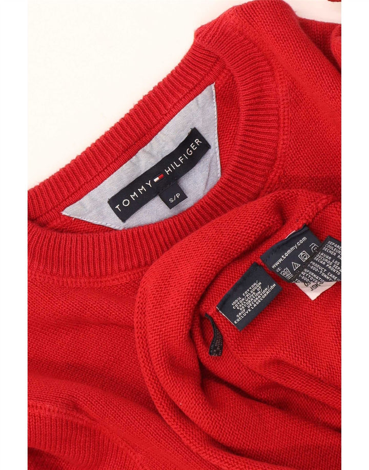 Tommy Hilfiger Herren-Pullover mit Rundhalsausschnitt, Größe S, rote Baumwolle