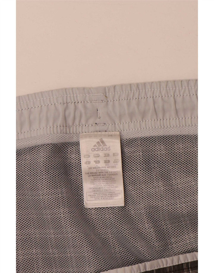 Adidas Herren-Badeshorts, groß, Khaki, kariert, Polyester