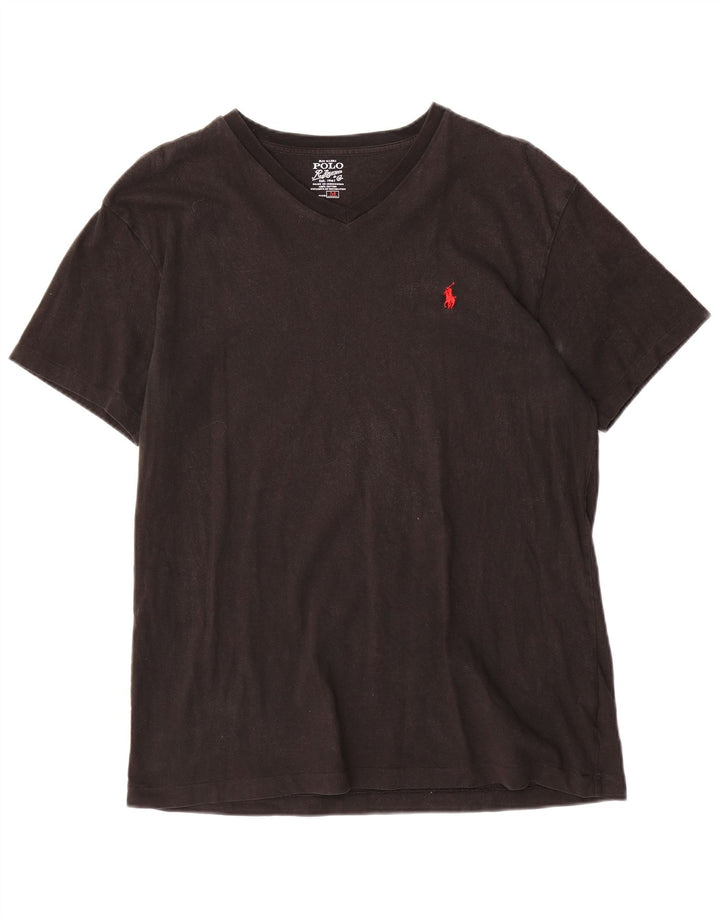 Polo Ralph Lauren Herren-T-Shirt-Oberteil aus mittelschwarzer Baumwolle