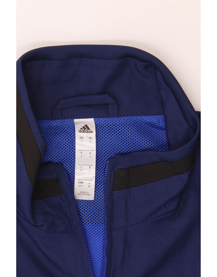 ADIDAS Mens Climalite Graphic Tracksuit Top Jacket Small Blue Colourblock Vintage Adidas and Second-Hand Adidas from Messina Hembry 