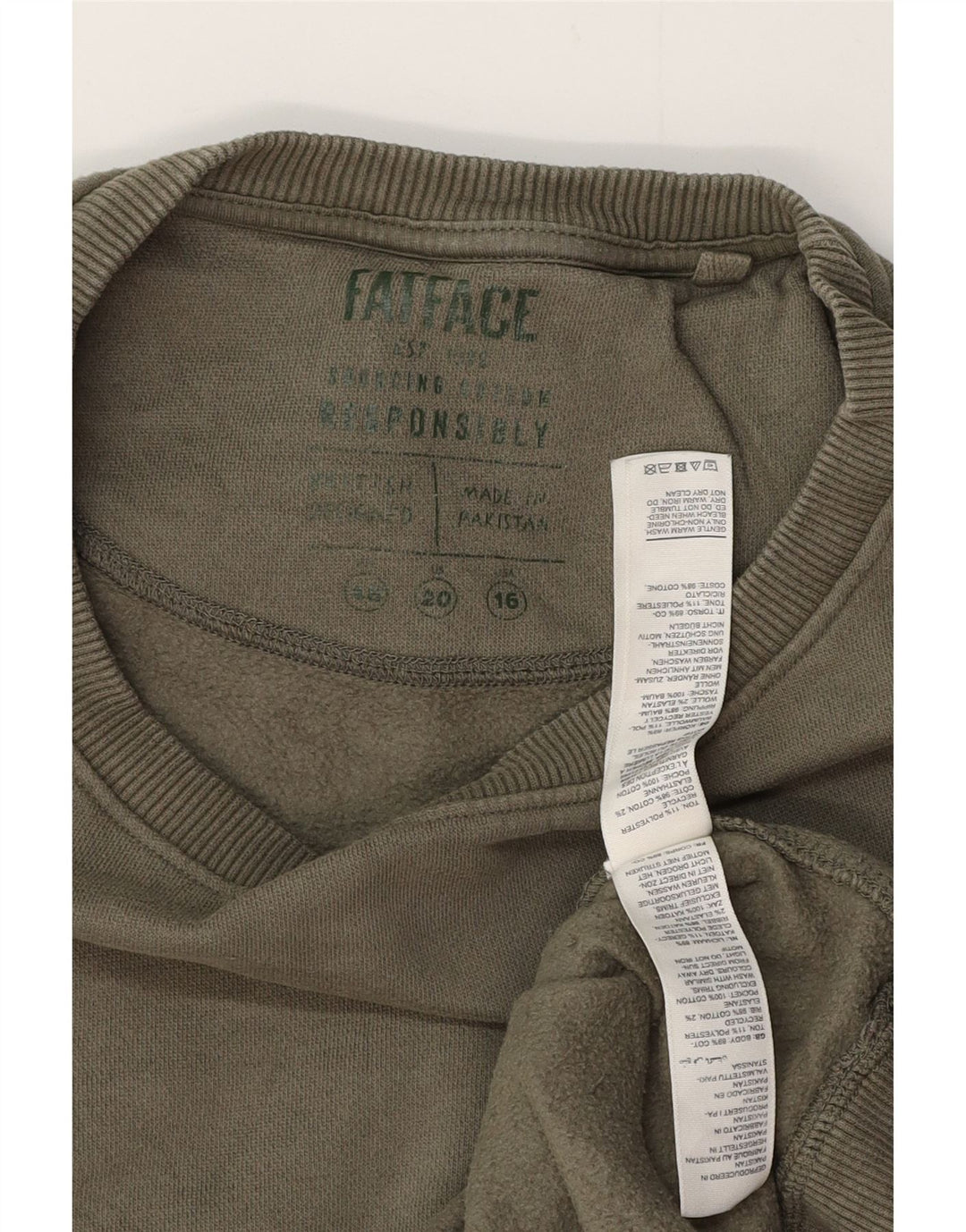 FAT FACE Damen-Sweatshirt in Übergröße, Größe 40, Khaki, Baumwolle