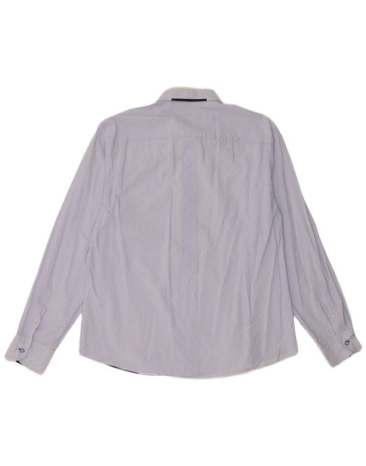 Massimo Dutti Herren-Hemd mit lässiger Passform, 2XL, blaue Nadelstreifen