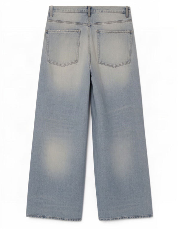Zara Damen Distressed Jeans mit weitem Bein EU 40 Medium W40 L31 Blaue Baumwolle