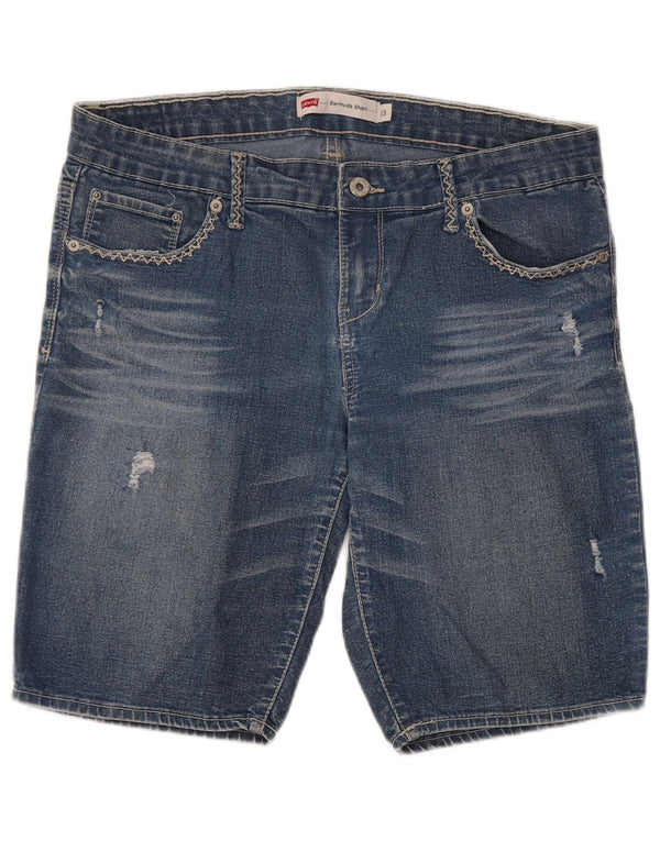 LEVI'S Damen Distressed Denim Bermuda Shorts US 13 Large W32 Blaue Baumwolle