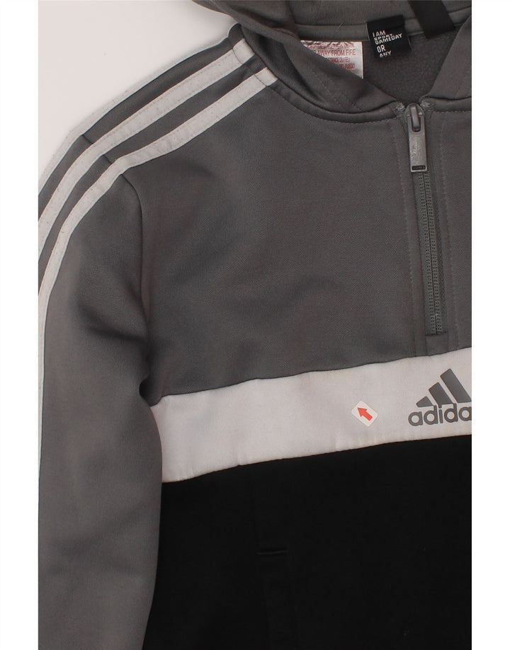 Adidas Kapuzenpullover für Jungen, 9–10 Jahre, graues Colourblock-Polyester