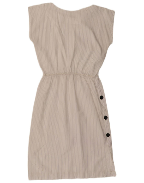 Vintage Womens Sheath Dress UK 14 Large White Pinstripe
