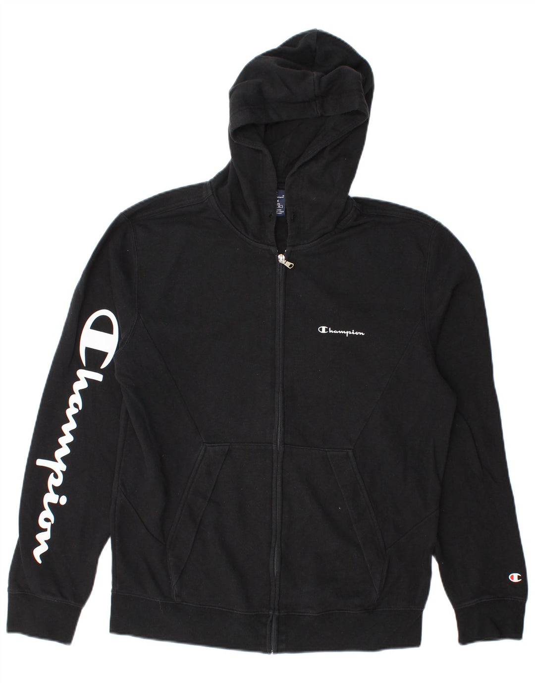 Champion Herren-Kapuzenpullover mit grafischem Reißverschluss, Größe L, Schwarz