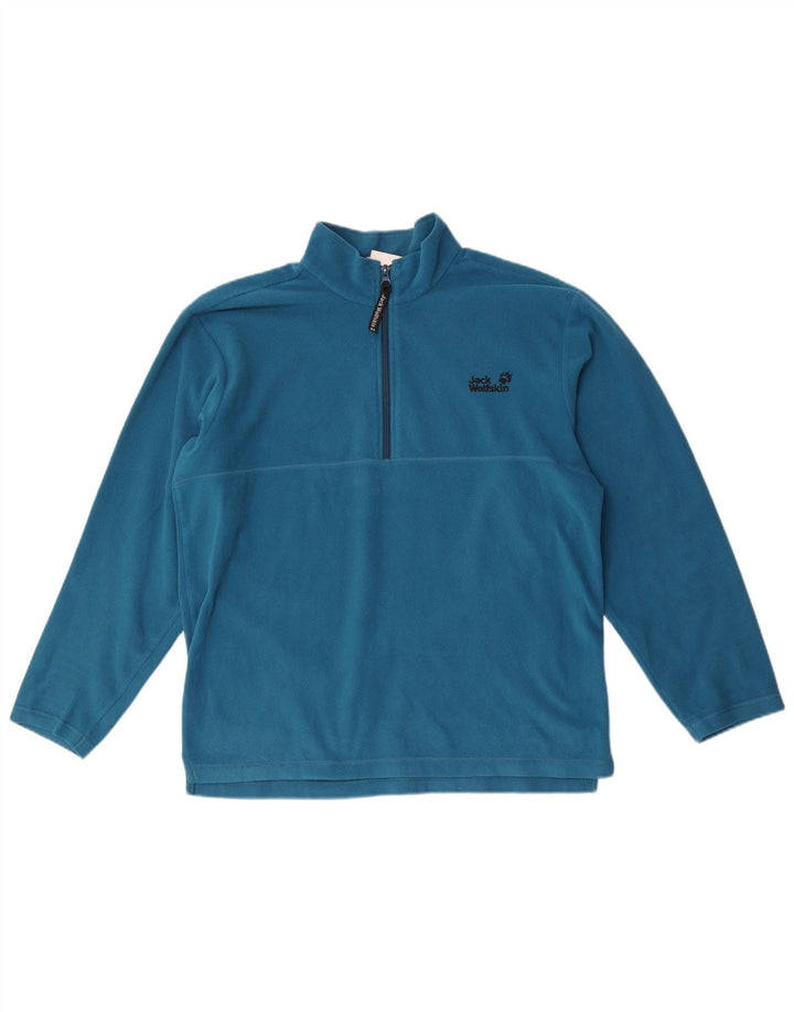 Jack Wolfskin Herren-Fleecepullover mit Reißverschluss am Hals, UK 36/38, mittelblaues Polyester
