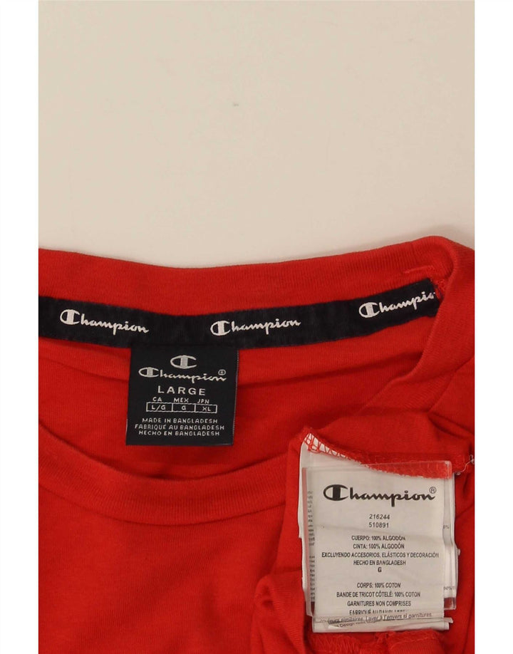 Champion Herren-T-Shirt mit Grafik, Größe L, aus roter Baumwolle