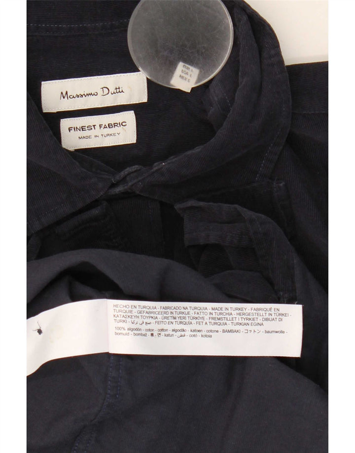 Massimo Dutti Herren-Cordhemd, große marineblaue Baumwolle