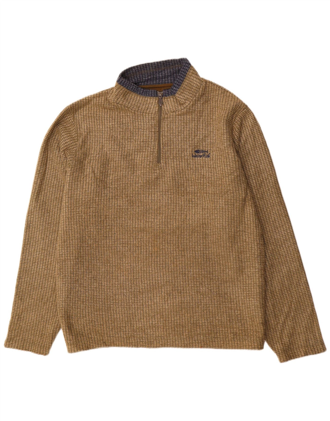 Weird Fish Herren-Fleecepullover mit Reißverschluss am Hals, 2XL, Khaki, Polyester