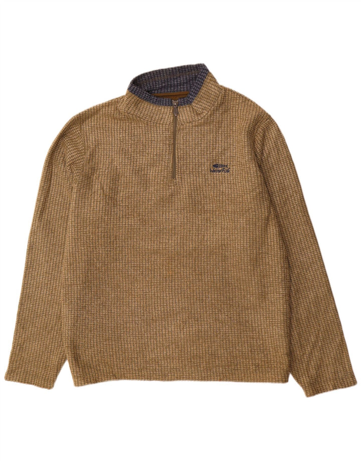 Weird Fish Herren-Fleecepullover mit Reißverschluss am Hals, 2XL, Khaki, Polyester