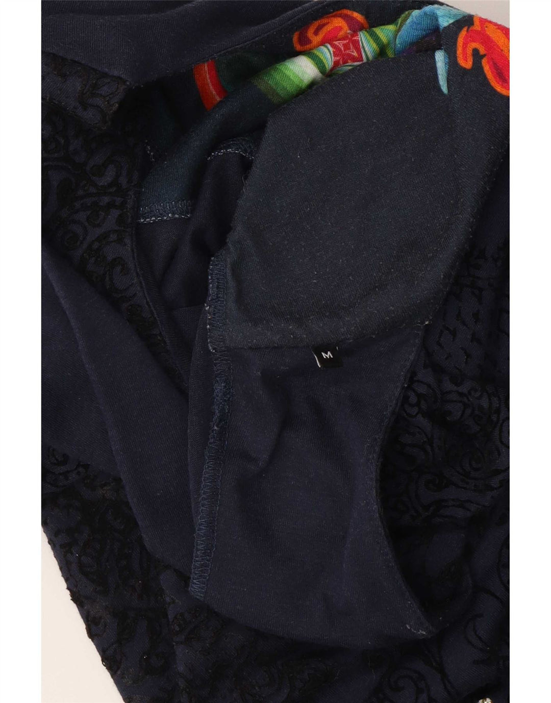 Desigual Damen Grafisches Langarm-Etuikleid aus mittelblauer Viskose mit Blumenmuster