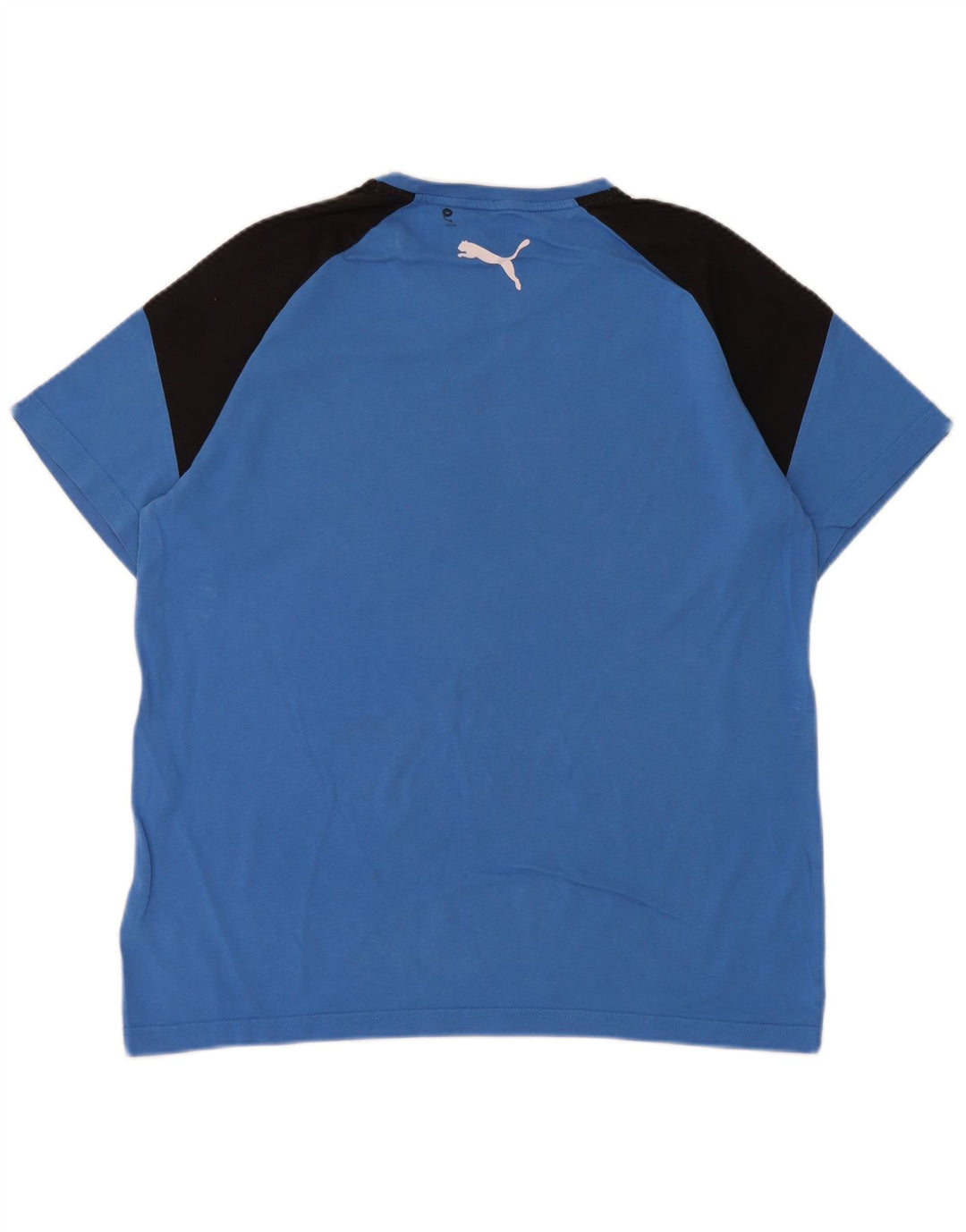 Puma Herren Grafik-T-Shirt-Oberteil aus mittelblauer Colourblock-Baumwolle