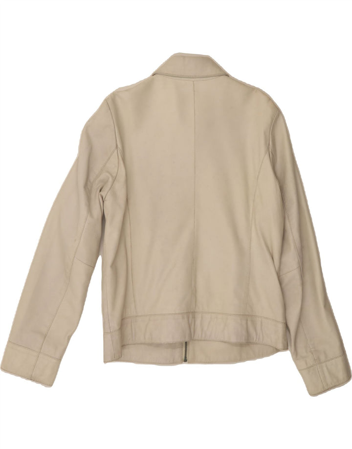 LAKELAND Womens Leather Jacket UK 14 Medium  White Leather Vintage Lakeland and Second-Hand Lakeland from Messina Hembry 