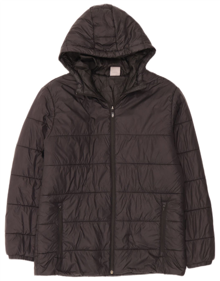 Puma Herren-Jacke mit Kapuze, gepolstert, Größe 38, mittelschwarzes Nylon