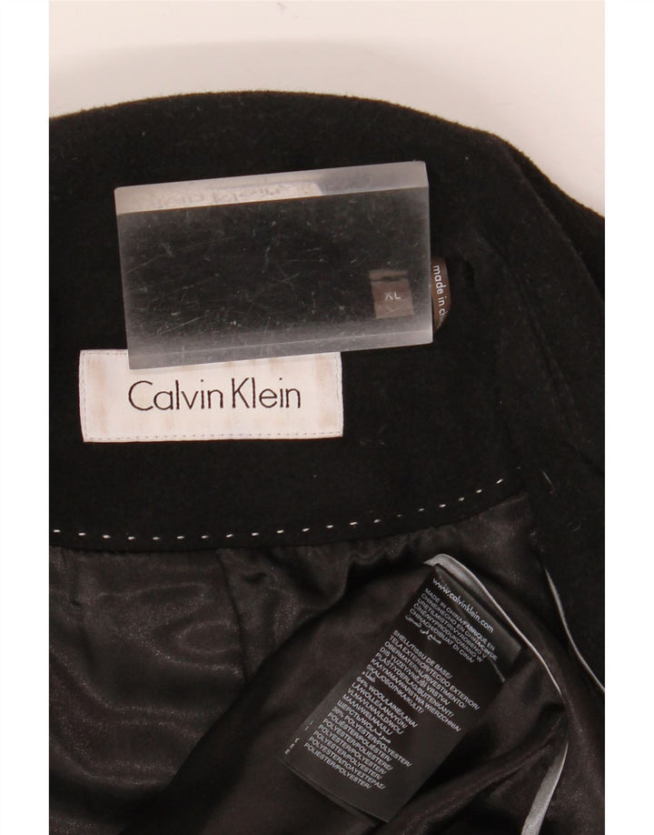 Calvin Klein Damen Mantel UK 18 XL Schwarze Wolle