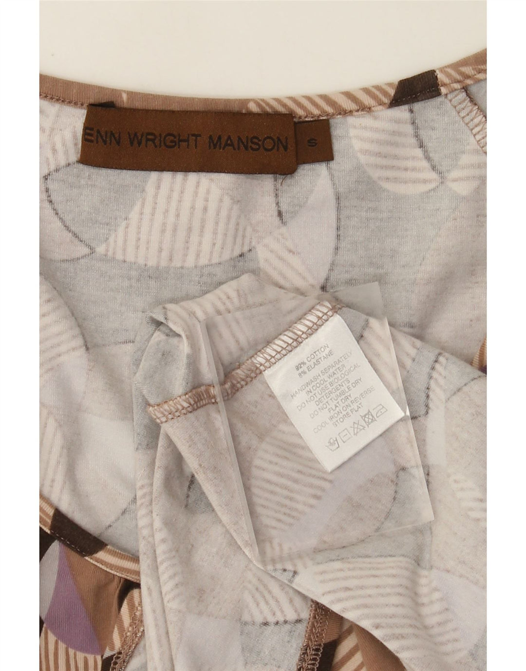 Fenn Wright Manson Damen-A-Linien-Kleid, Größe S, Beige, geometrisch, Baumwolle