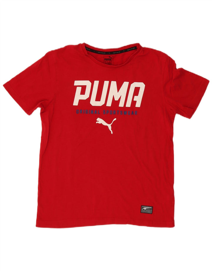 Puma Herren Grafik-T-Shirt-Oberteil aus mittelroter Baumwolle