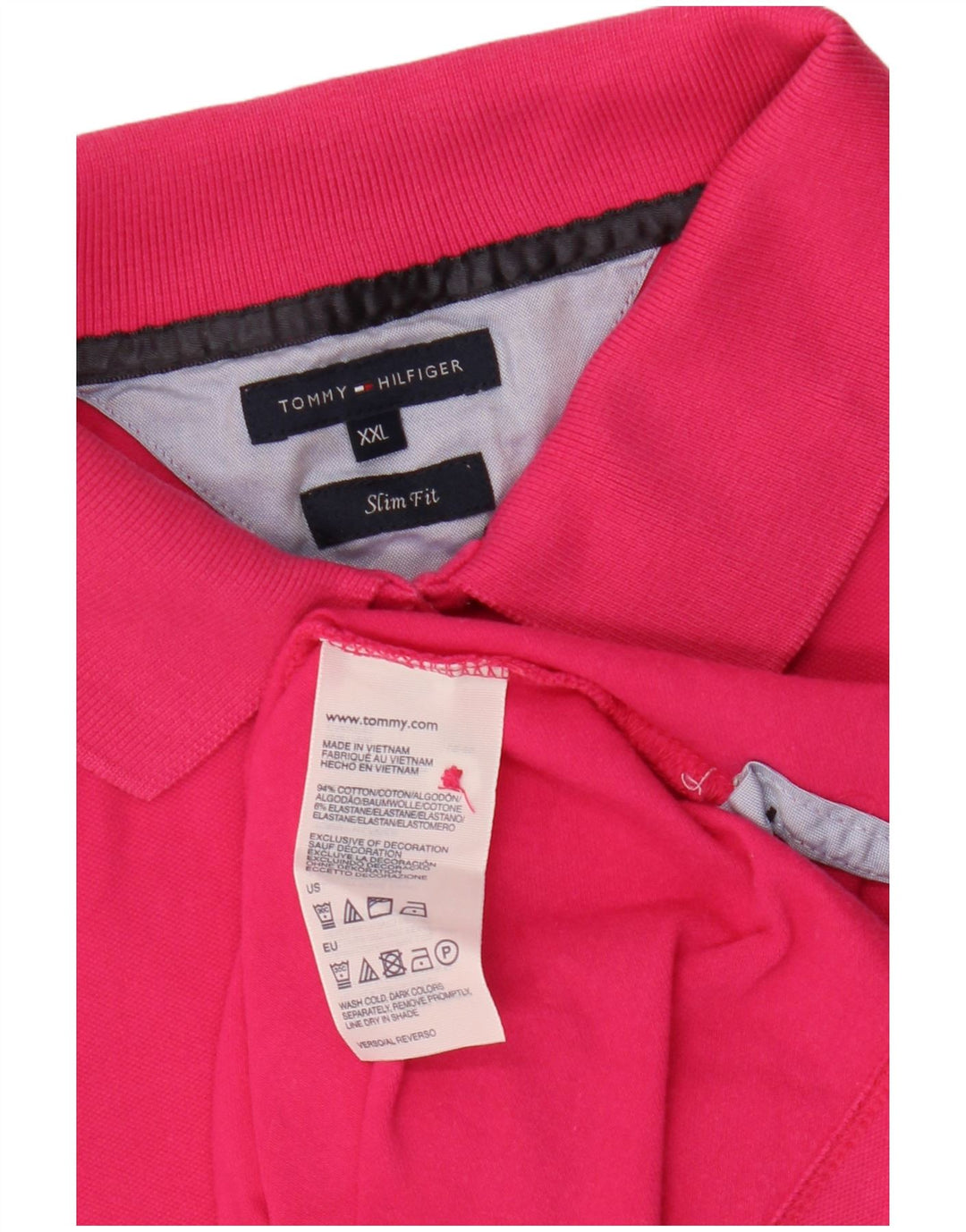 TOMMY HILFIGER Damen Slim Fit Poloshirt UK 20 2XL Rosa Baumwolle