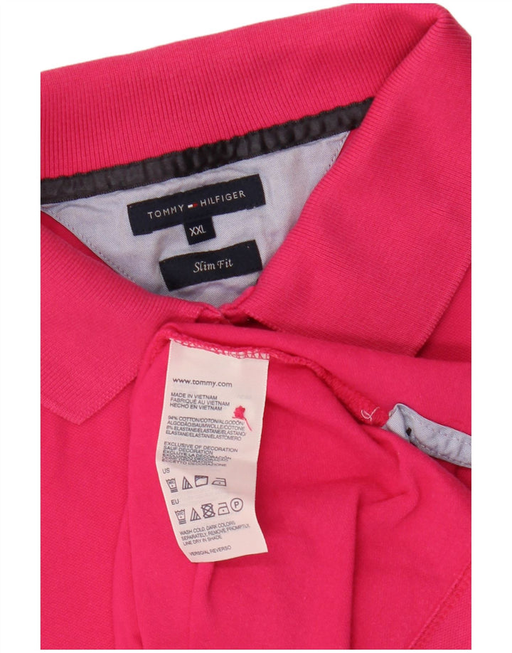 TOMMY HILFIGER Damen Slim Fit Poloshirt UK 20 2XL Rosa Baumwolle