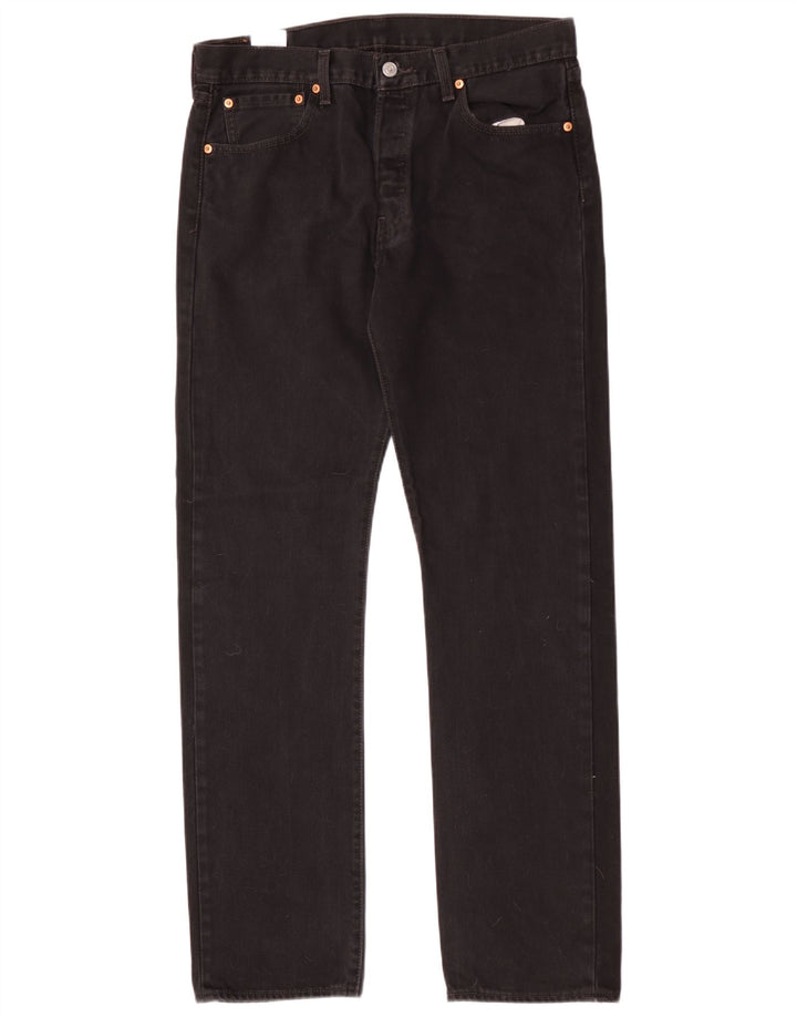 Levi's Herren 501 Straight Jeans W32 L32 Schwarze Baumwolle