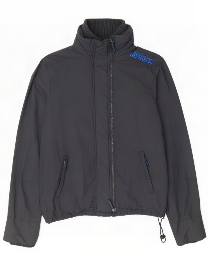 Superdry Herren Regenjacke UK 40 Large Marineblaues Nylon