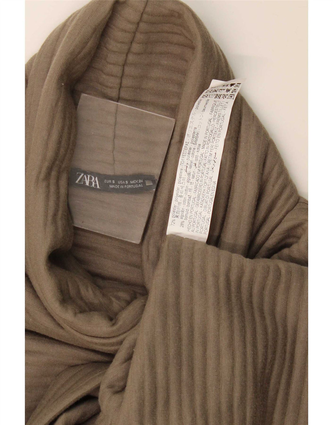 Zara Damen-Etuikleid mit 3/4-Ärmeln, übergroß, Größe S, Khaki, Polyester
