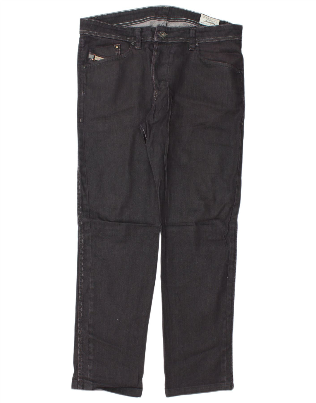 DIESEL Herren Straight Jeans W33 L30 Graue Baumwolle