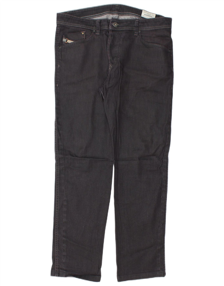 DIESEL Herren Straight Jeans W33 L30 Graue Baumwolle