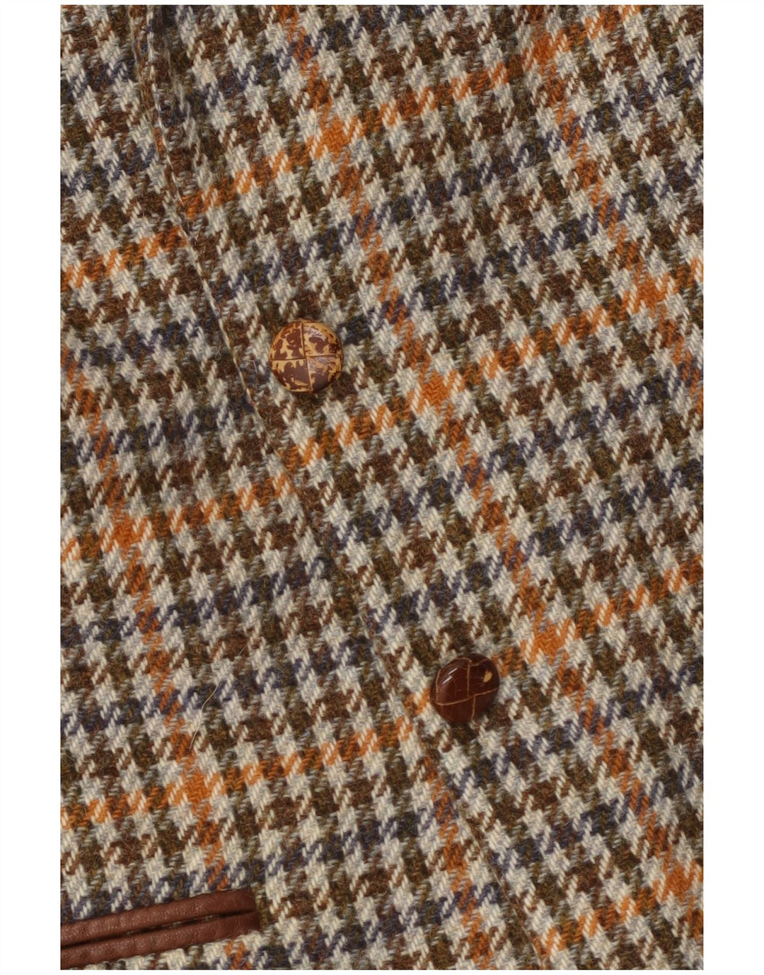 Sportmax Damen-Blazer mit 2 Knöpfen, UK 12, Mittelbraun mit Hahnentrittmuster