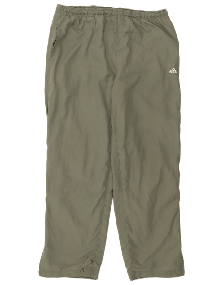 Adidas Herren-Trainingshose, Größe 44/46, groß, Khaki, Polyester
