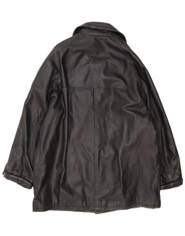 Vintage Damen Ledermantel IT 54 3XL Schwarz