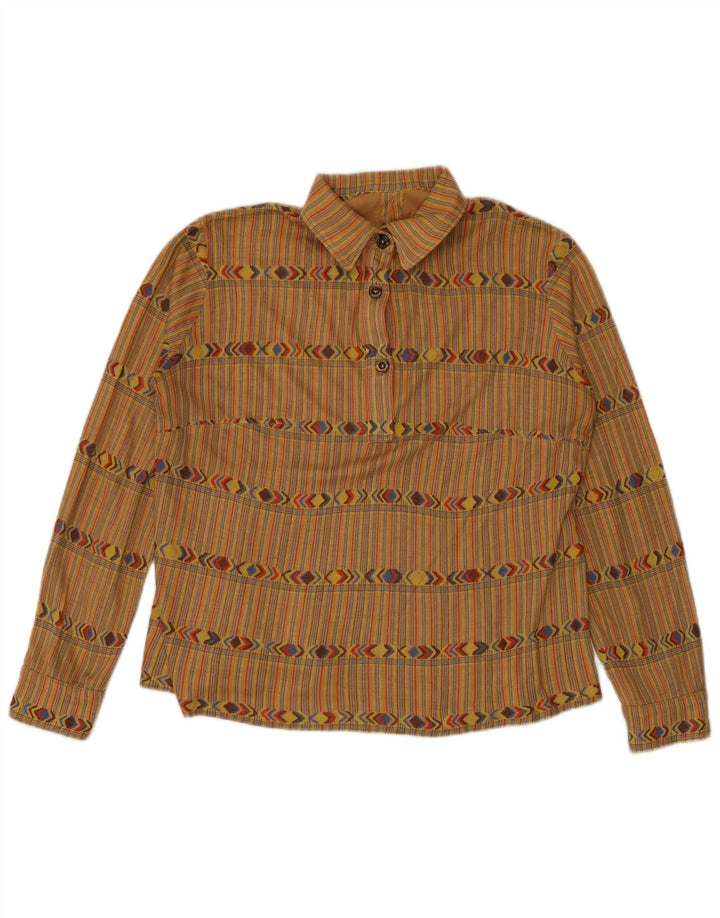 Vintage Damen Pullover Shirt UK 12 Medium Beige gestreift