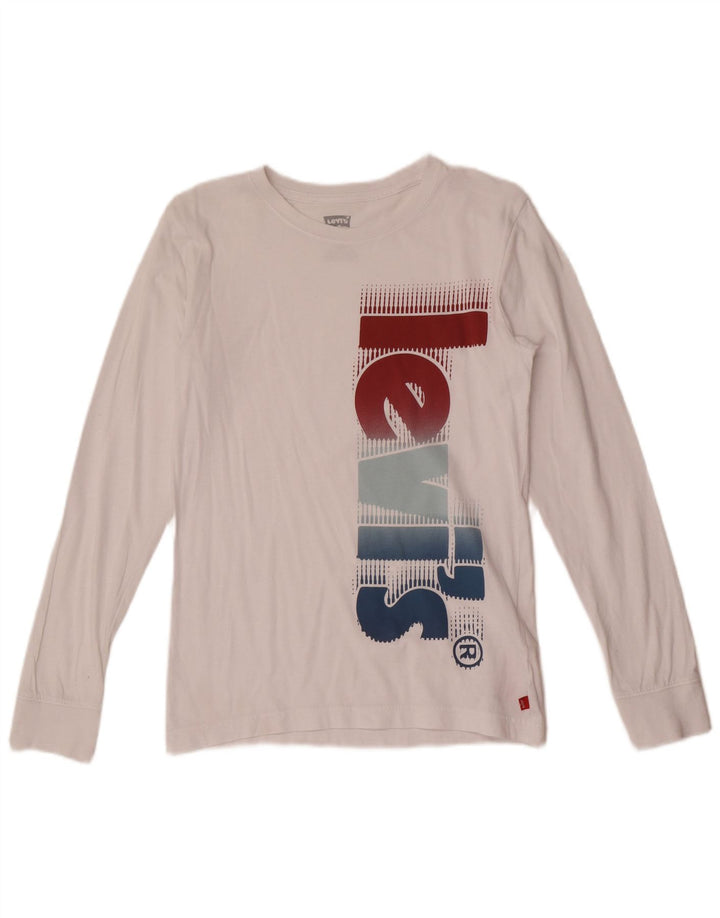 Levi's Jungen Grafik-Top, langärmelig, 13–14 Jahre, weiße Baumwolle