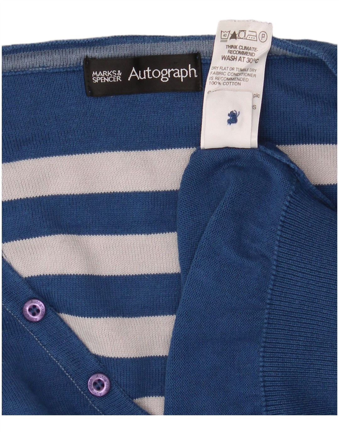 Marks & Spencer Herren Autograph Pullover mit V-Ausschnitt, Größe L, Blau