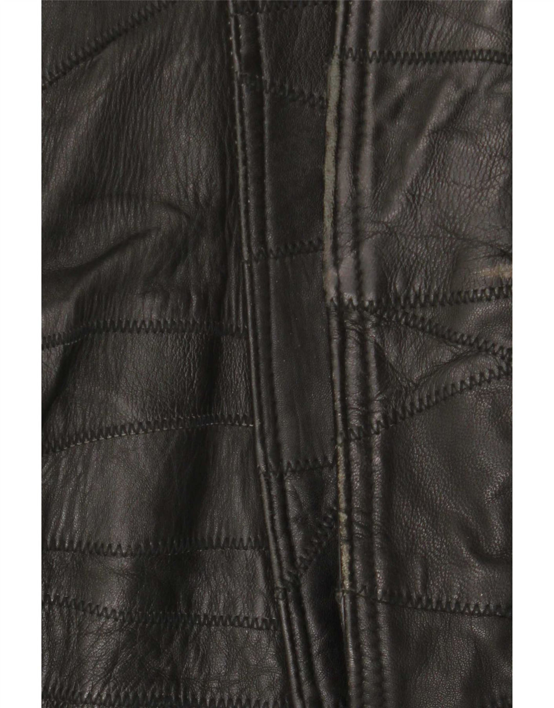 Vintage Herren Lederjacke mit Grafik, UK 40, großes schwarzes Patchwork