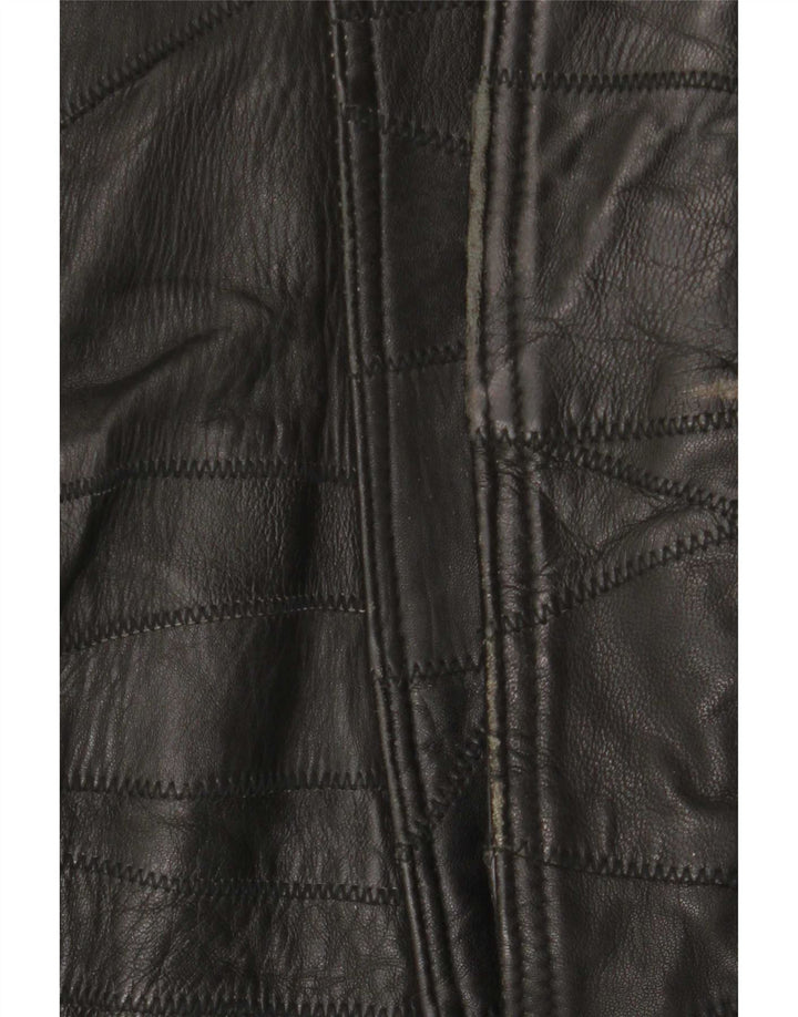 Vintage Herren Lederjacke mit Grafik, UK 40, großes schwarzes Patchwork