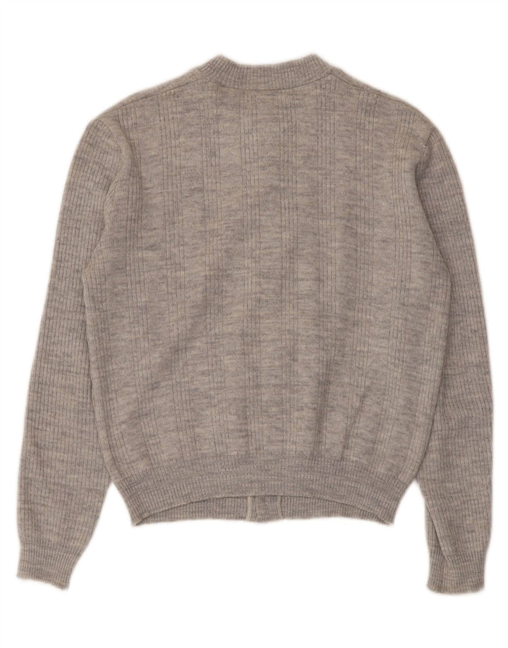 Vintage Damen Cardigan Pullover UK 14 Mittelgrau