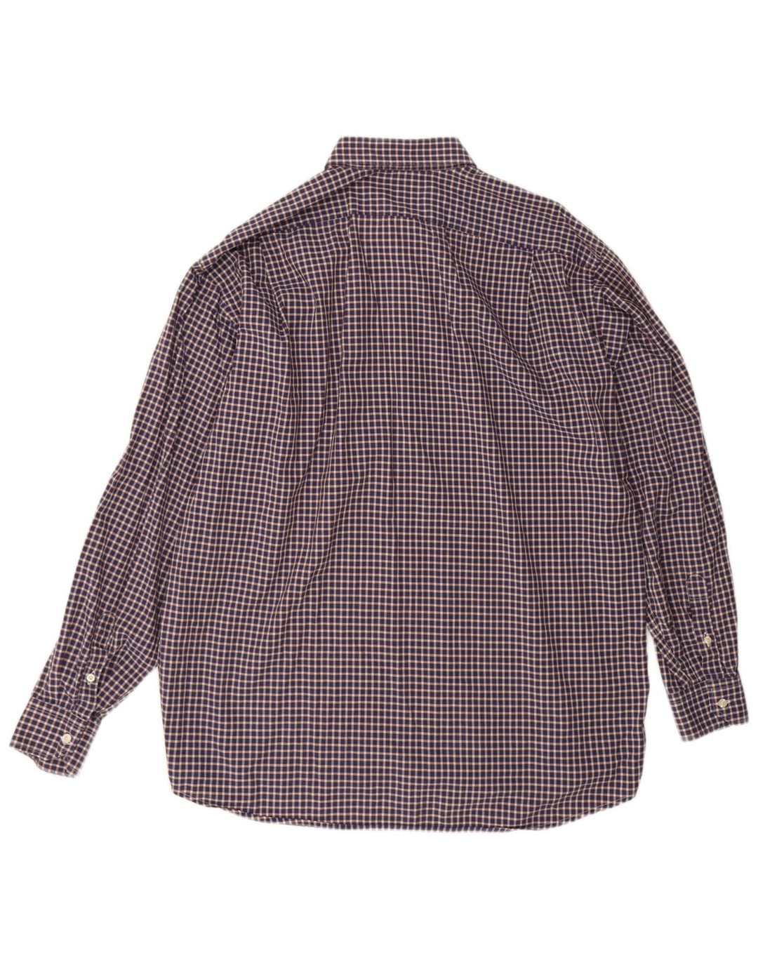 Lacoste Herrenhemd Größe 42 Große marineblaue Gingham-Baumwolle