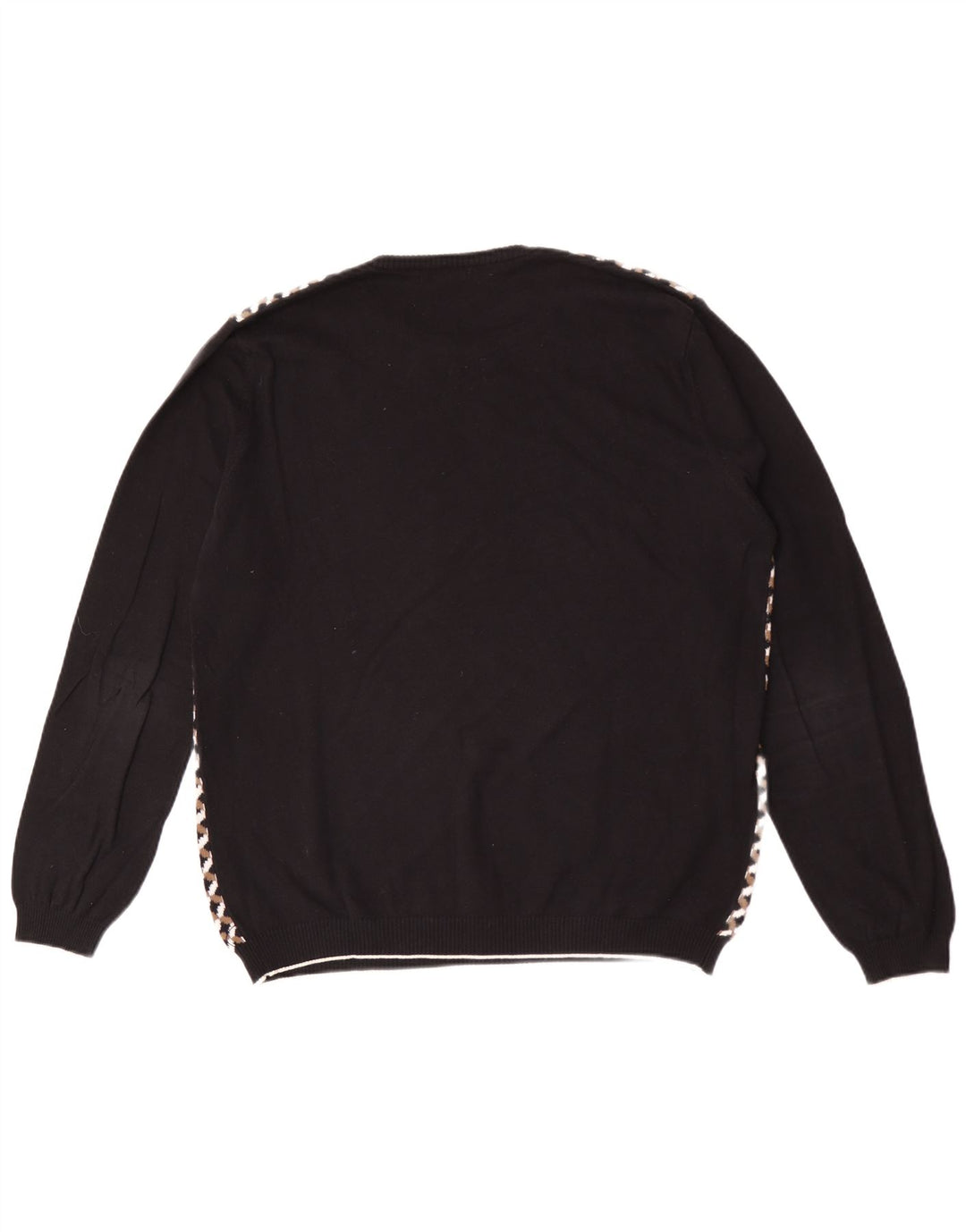 SISLEY Herren-Pullover mit Rundhalsausschnitt, groß, schwarz kariert