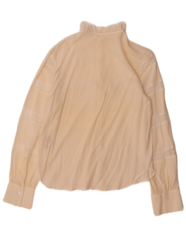 Vintage Damen Hemdbluse EU 38 Mittelbeige gestreifte Seide