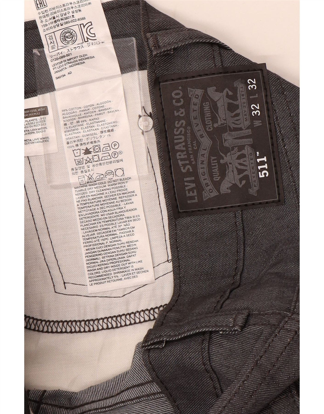 LEVI'S Herren 511 Slim Jeans W32 L32 Marineblau Baumwolle