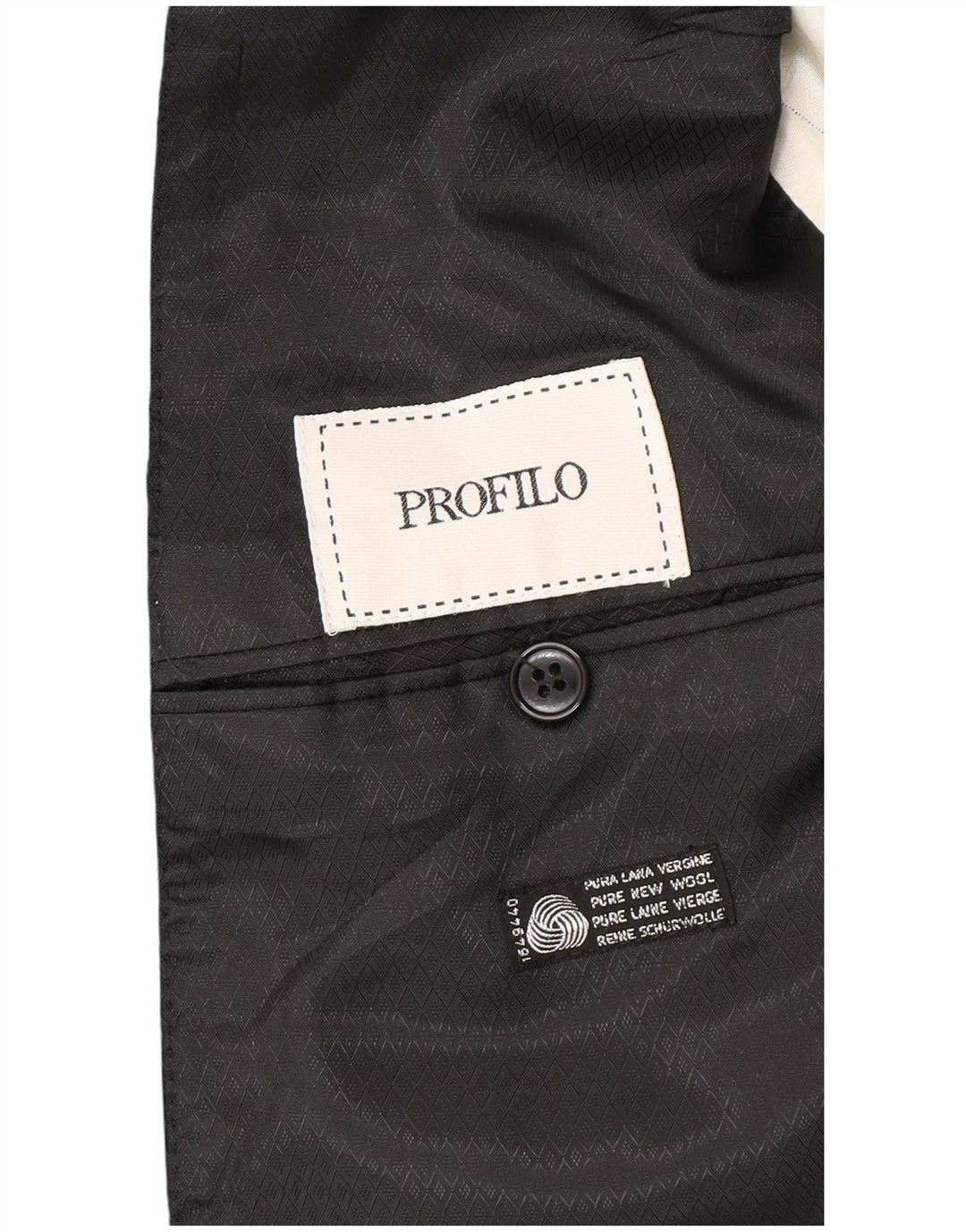 Profilo Herren-Zweireiher-Blazer IT 48 Mittelschwarze Schurwolle