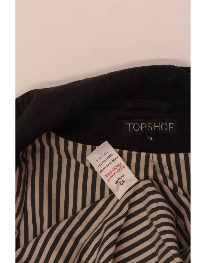 Topshop Damen-Zweireiher-Blazer-Jacke, UK 12, Mittelschwarz, Baumwolle