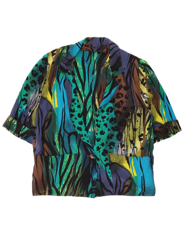 Vintage Damen 1 Knopf Blazer Jacke UK 18 XL Mehrfarbiger Tierdruck