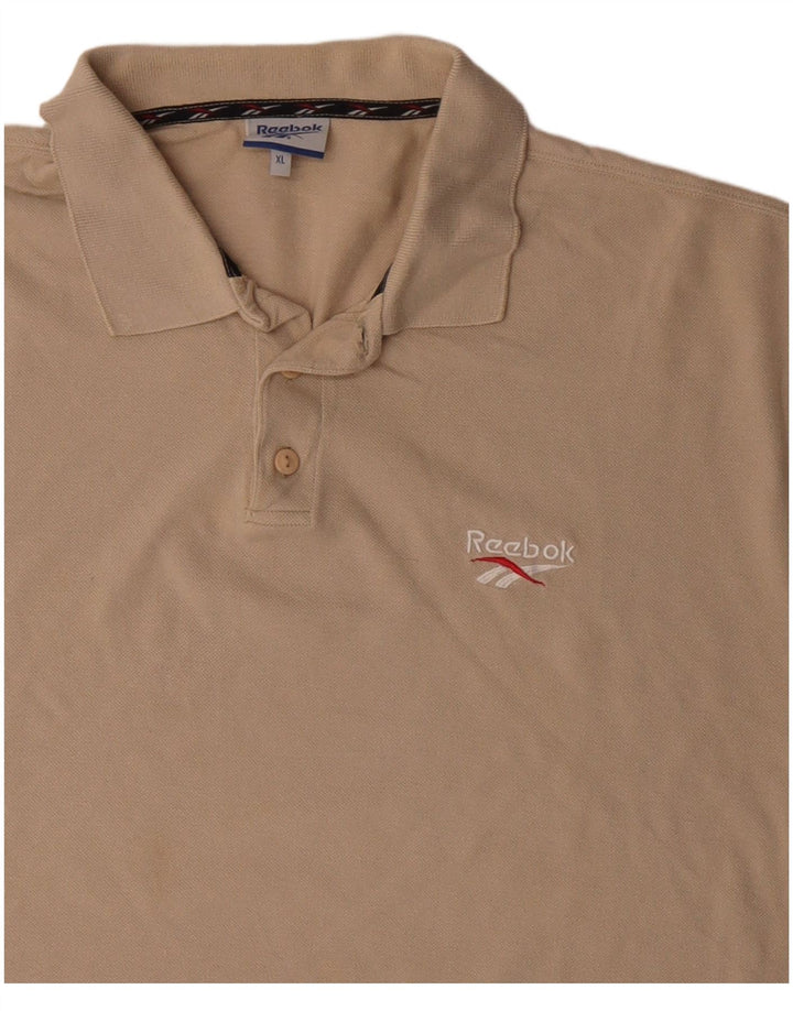 Reebok Herren Poloshirt XL Beige Baumwolle