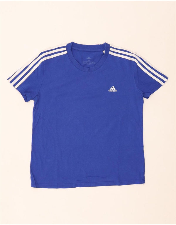 ADIDAS Damen T-Shirt Top UK 12/14 mittelblaue Baumwolle